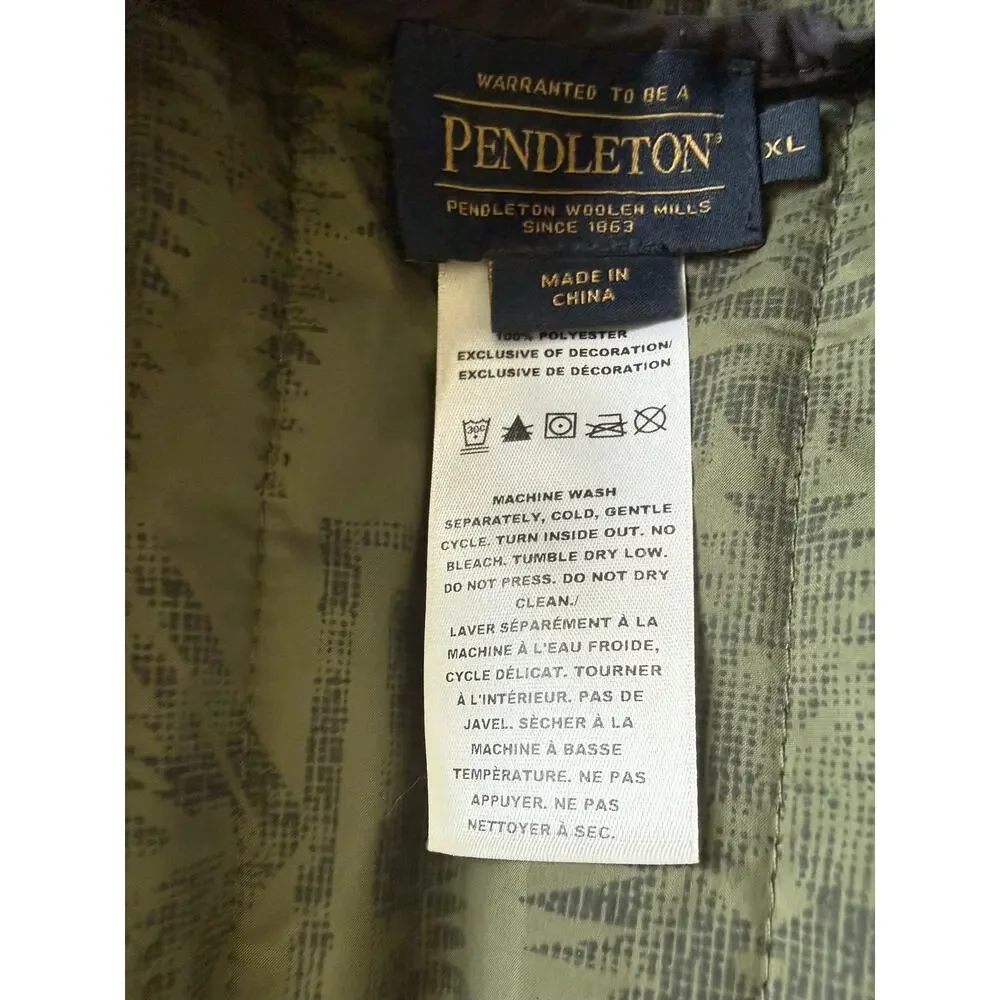 Pendleton Reversible Quilted Barn Jacket Women's Size XL Green Snap Front